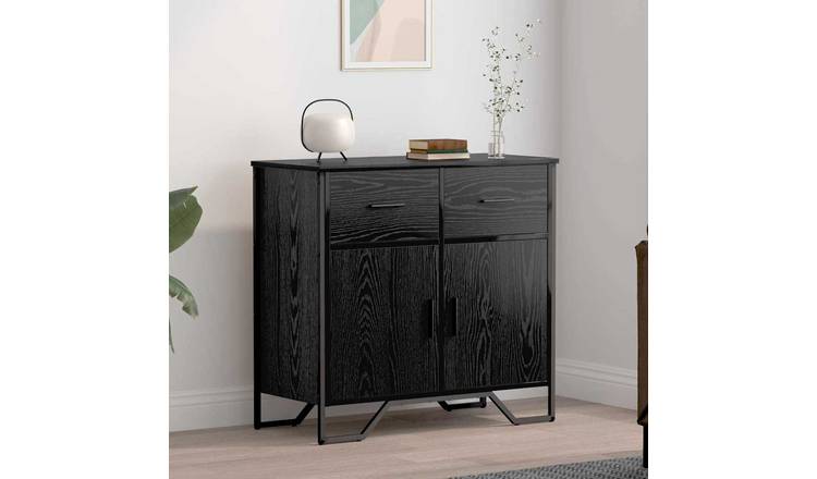 Walplus 2 Drawer Rectangular Sideboard - Black Oak - 79.5 x 35.5 x 74.5 cm