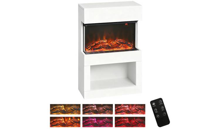 HOMCOM Electric Fireplace with 3 Brightness Levels - White
