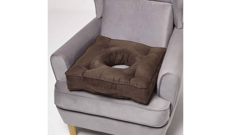 Homescapes Faux Suede Pressure Relief 50 x 50 cm Coccyx Cushion - Chocolate