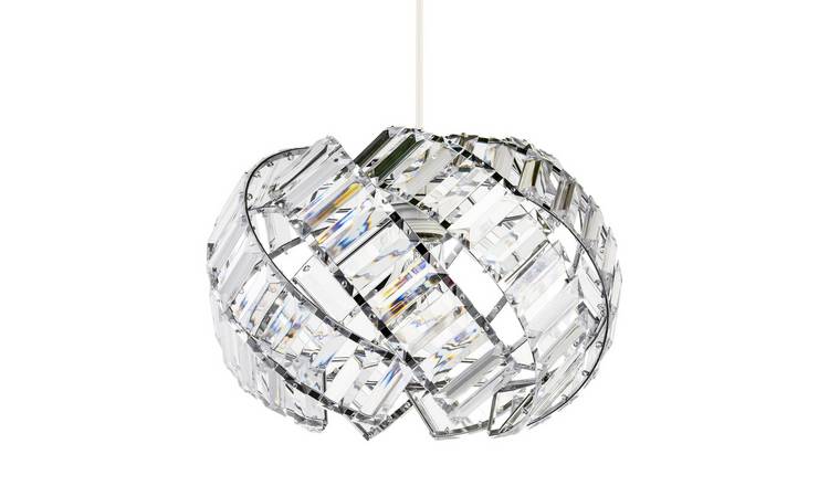 Happy Homewares Chrome with Curved Strips and Acrylic Pendant Shade - 31cm