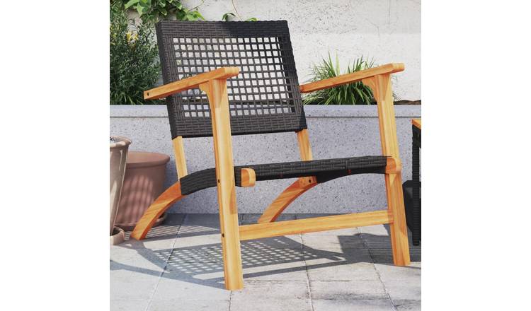 Walplus 2 Piece Acacia Wood Outdoor Furniture Set - Black - 63 x 79 x 76 cm