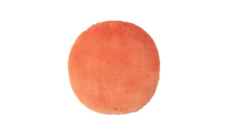 Homescapes Burnt Orange Cotton Velvet Filled Cushion - 40 cm Round