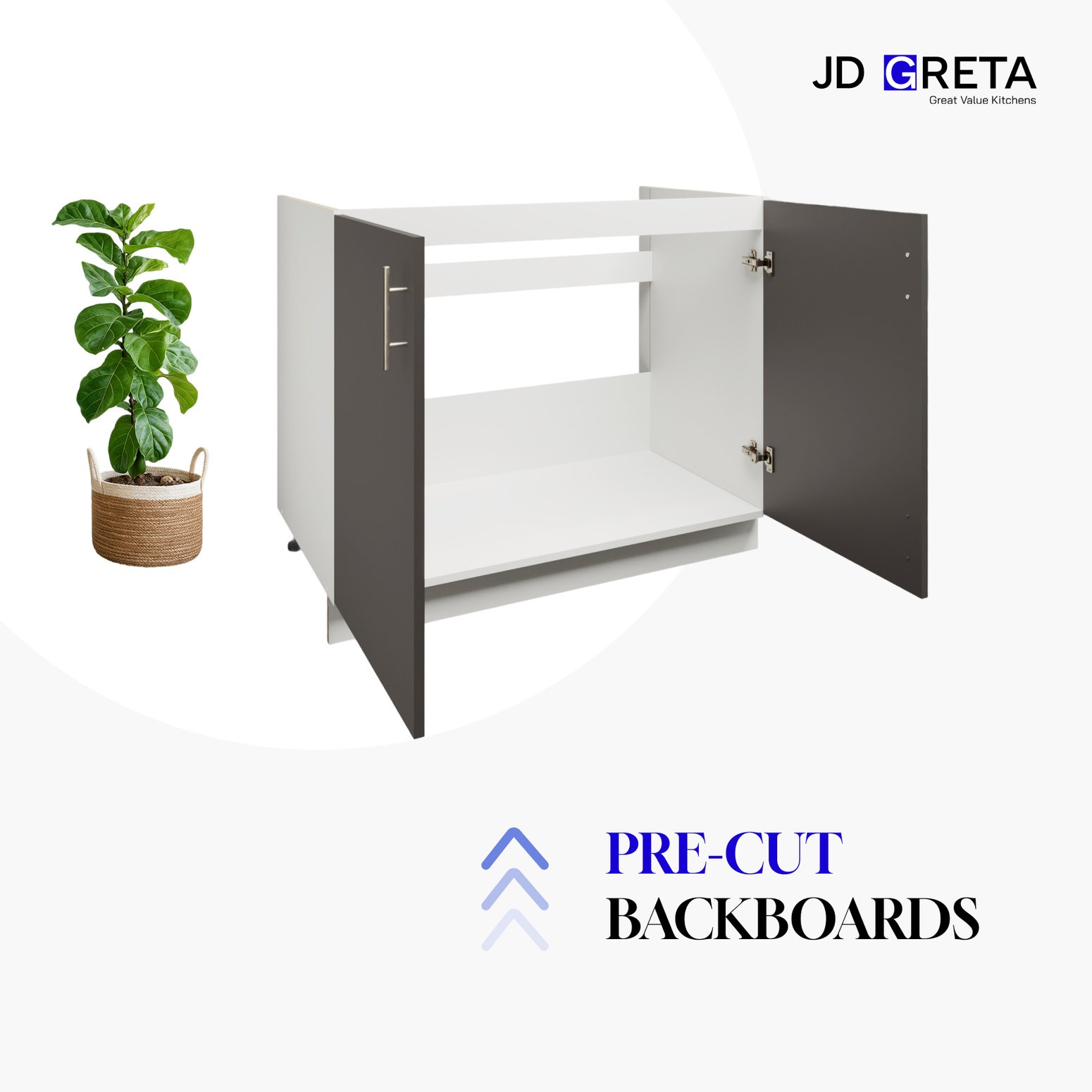 JD Greta 800mm Adjustable Leg Sink Cabinet with 2 Doors - Grey Matt - Image 5