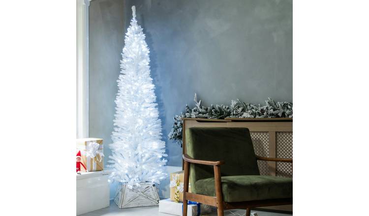 Christmas Tree World 5ft Pre-Lit White Italian Pencilimo Christmas Tree