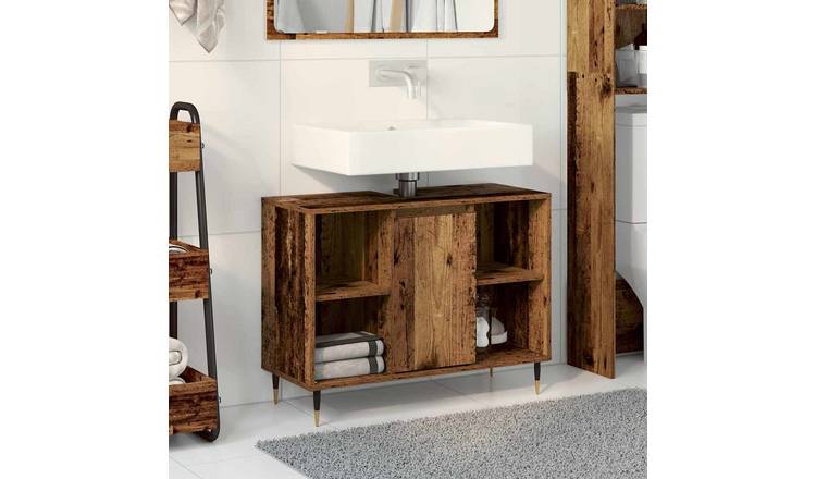 Walplus 2 Shelves Bathroom Cabinet - Old Wood - 80 x 33 x 60 cm