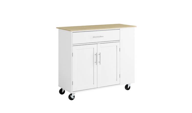 SoBuy 1 Roll Holder 1 Drawer Kitchen Rolling Island - White