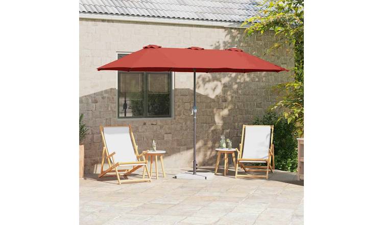 Walplus Polyester Garden Parasol - Terracotta - 370 x 197 x 239 cm