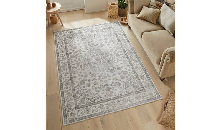 Mega Flooring White Traditional Bordered Rug - 160 x 230cm