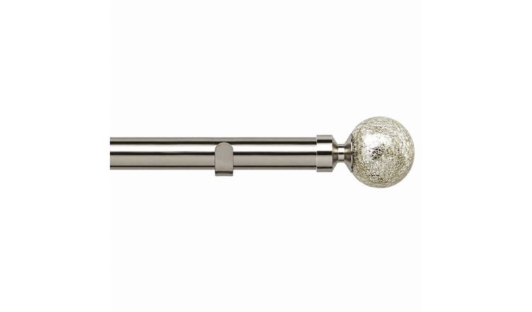 New Edge Blinds 28mm Satin Silver Empire Fixed Eyelet Curtain Pole - 350cm