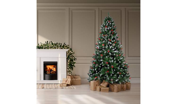 Neo 7 ft Christmas Xmas Tree Flocked Snowy Effect