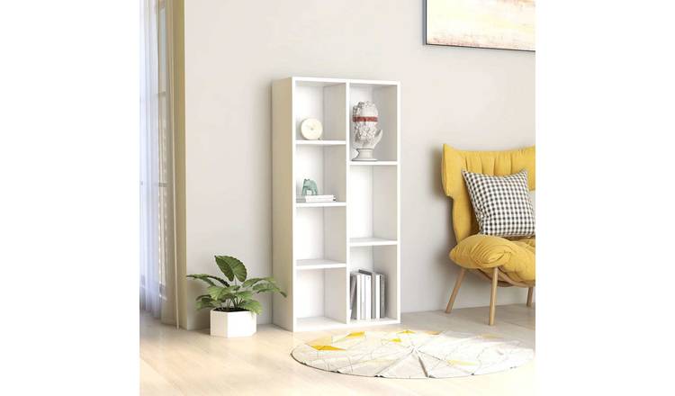 Walplus Engineered Wood Book Cabinet - White - 50 x 25 x 106 cm