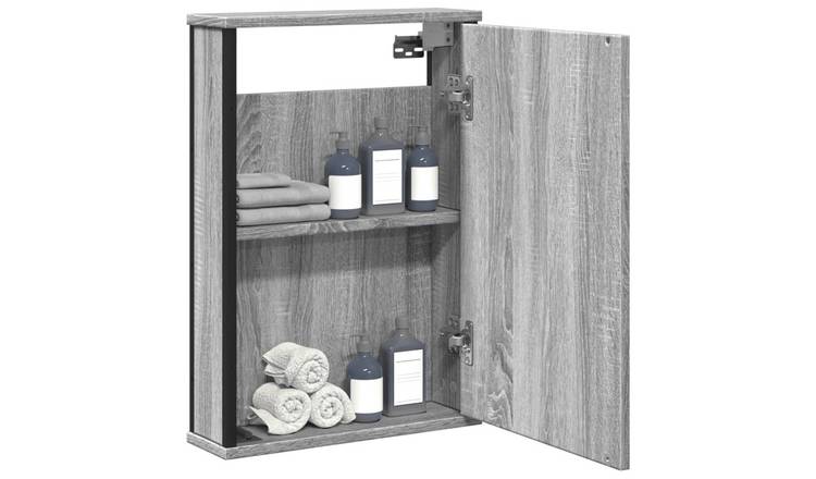 Walplus Engineered Wood Bathroom Mirror Cabinet - Grey Sonoma - 42 x 12 x 60 cm