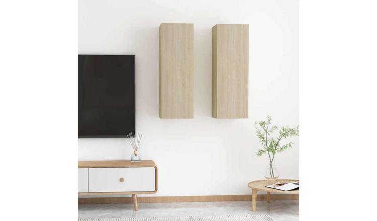 Walplus Engineered Wood TV Cabinet - Light Oak - 30.5 x 30 x 90 cm