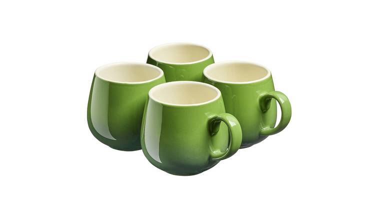 Cooks Professional 4 Piece Colourful Round Mug Set 350ml - Green