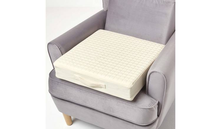 Homescapes Cotton Orthopaedic Foam Armchair Booster Cushion - Cream