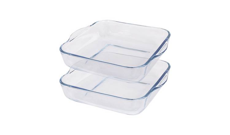 Argon Tableware Square Glass Oven Dishes - Pack of 2