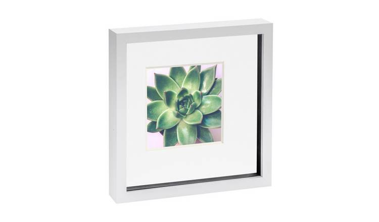 Nicola Spring 3D Box Photo Frame - 10 x 10" with Mount - White/White