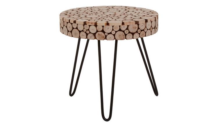 Orsina Fir Wood Mosaic Disc Side Table – Black