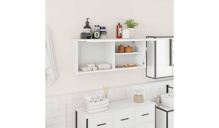 Walplus Engineered Wood Bathroom Wall Cabinet - White - 100 x 25 x 40 cm