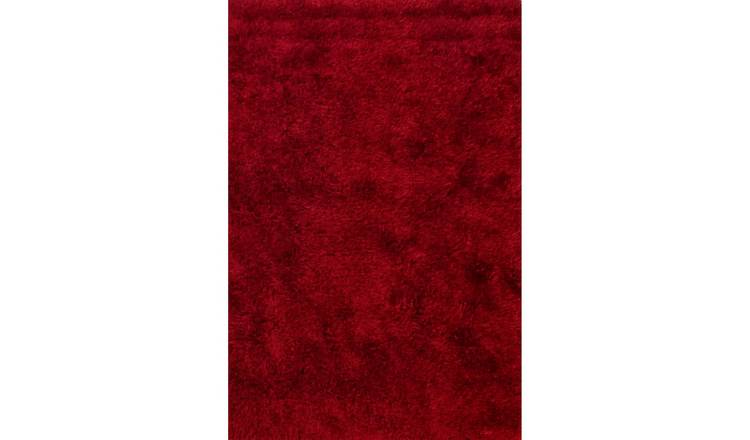 Mega Flooring Red Shaggy Plain Rug - 80 x 150cm