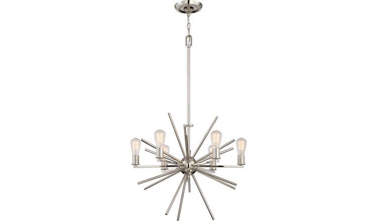 Elstead Carnegie 6 Arm Chandelier - Silver