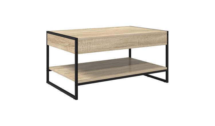 Walplus 1 Shelf Engineered Wood Coffee Table - Light Oak - 80 x 50 x 40 cm