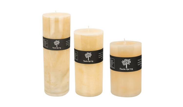 Nicola Spring Pack of 3 400ml Round Vanilla Pillar Candles 3 Sizes - Cream