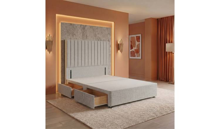 Somnior Heritage Linen Divan Base 2 Draw 54" Headboard - Sage/King