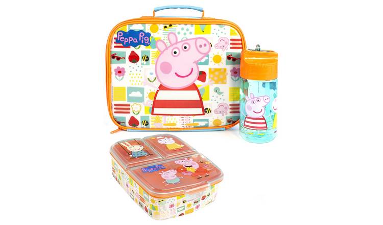Peppa Pig Kids Girls Lunch Bag Bottle and Snack Pot - Blue