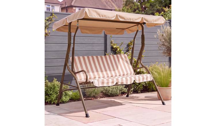 Charles Bentley 2-3 Seater Garden Patio Swing Seat Hammock Chair - Beige