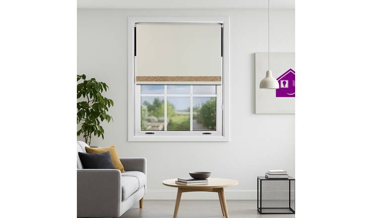 Furnished Cream Blackout Roller Blind with Glitter Strip - 165 x 165cm