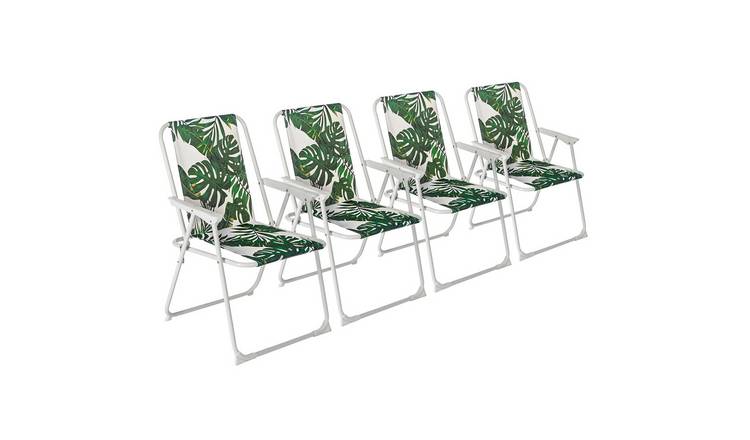 Harbour Housewares Folding Metal Beach Chairs - Banana Leaf - Pack of 4
