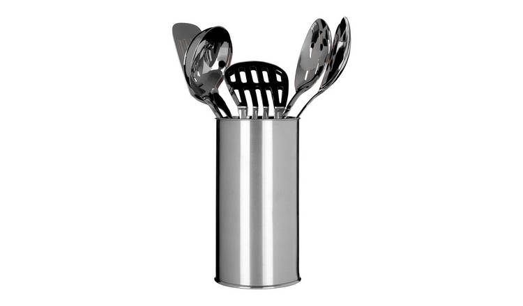 Orsina Bosna 5 Piece Stainless Steel Kitchen Utensil Set with Holder – Silver