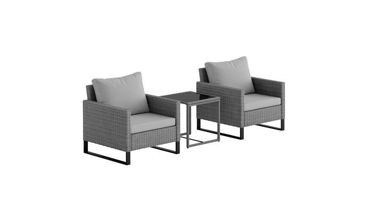 Outsunny Rattan Cushion Bistro Set - Grey