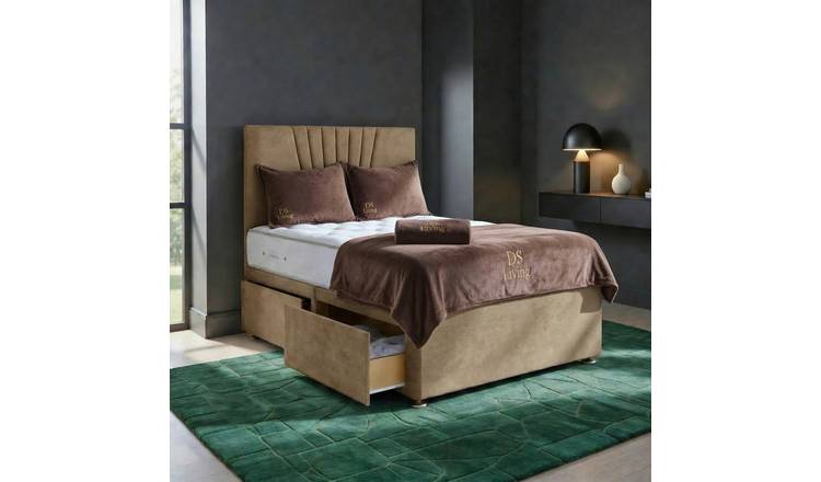 DS Living Elysian Super King 4 Drawer Upholstered Divan Bed Frame - Beige