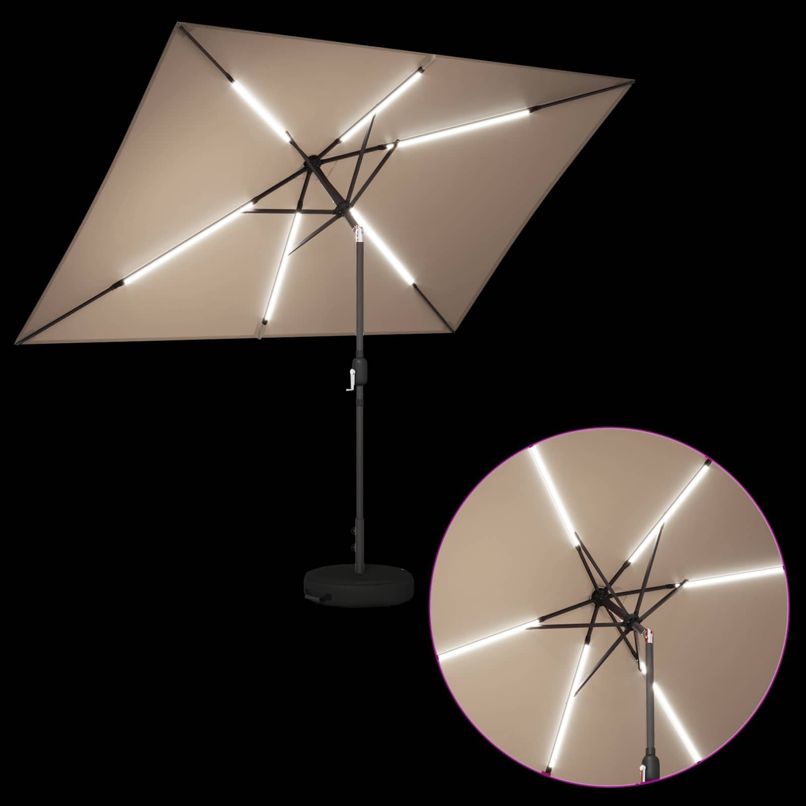 Walplus Polyester Garden Parasol - Taupe - 290 x 190 x 235 cm - Image 4