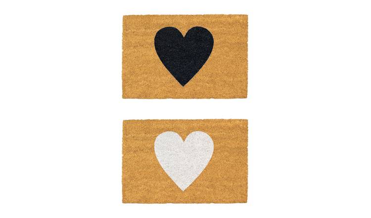 Nicola Spring Coir Door Mats - Hearts - Pack of 2
