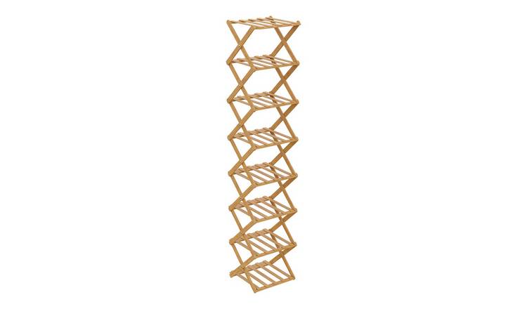 Living and Home Bamboo 8 Shelf Folding Shoe Rack - Natural