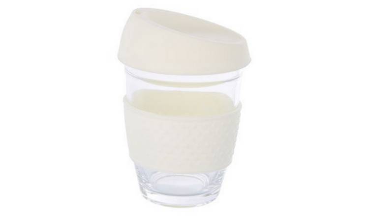 Orsina Mimo Glass Mug with Silicone Band Lid – Cream