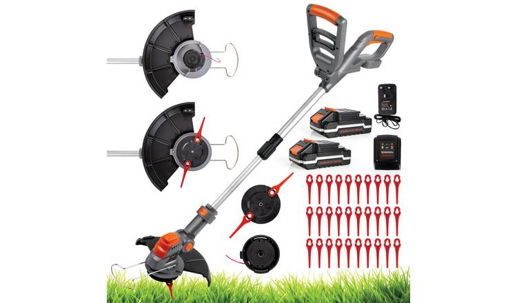 Terratek 20V Cordless 2-in-1 Grass Trimmer with 2 Batteries & Fast Charger