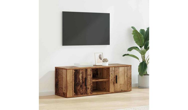 Walplus 2 Door Engineered Wood TV Cabinet - Old Wood - 100 x 31.5 x 35 cm