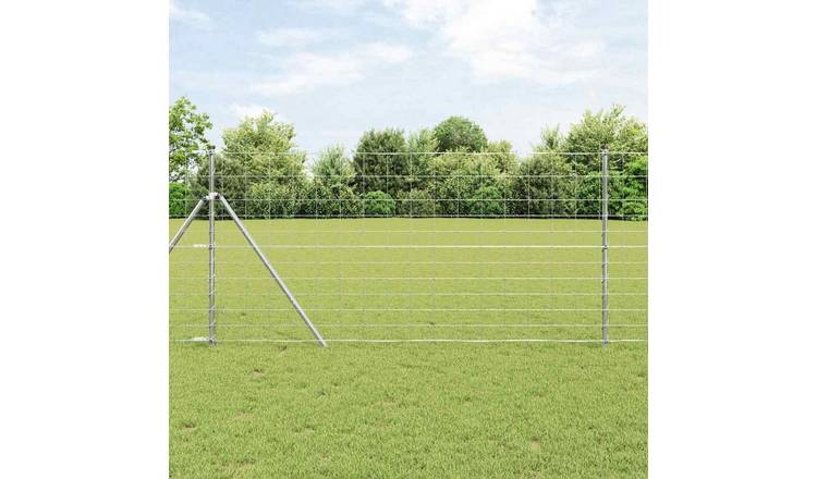 Walplus Galvanised Steel Field Fence - Silver - 25 x 1.2 m