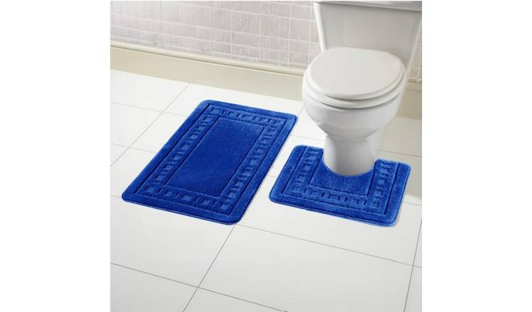 New Edge Blinds Miami Bath Mat & Pedestal Set - Royal Blue