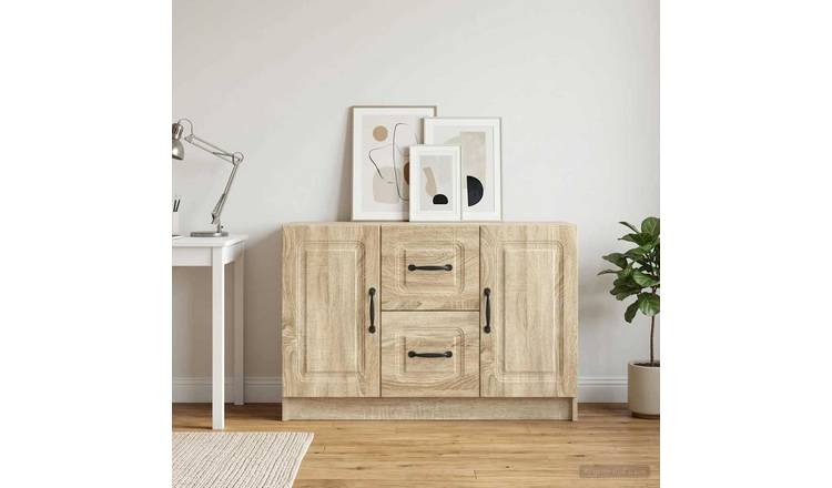 Walplus 2 Drawer Rectangular Sideboard - Sonoma Oak - 89 x 34.5 x 57 cm