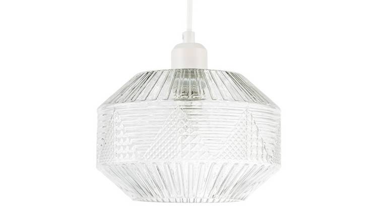 Happy Homewares Clear Multi-Faceted Hexagonal Drum Clear Pendant Shade - 18cm