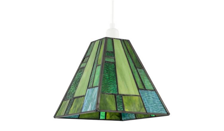 Happy Homewares Green Art Deco Tiffany with Coloured Pendant Shade - 20cm