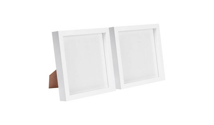 Nicola Spring 3D Box Photo Frames - 8" x 8" - Set of 2 - White