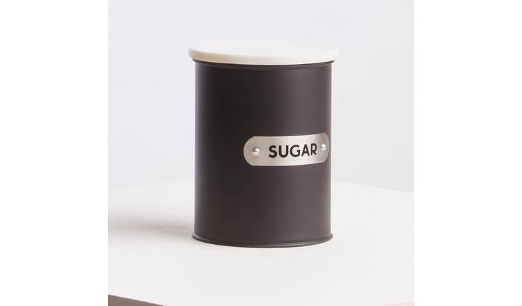 Orsina Liberty Enamel Sugar Canister With Marble Lid – Black and White