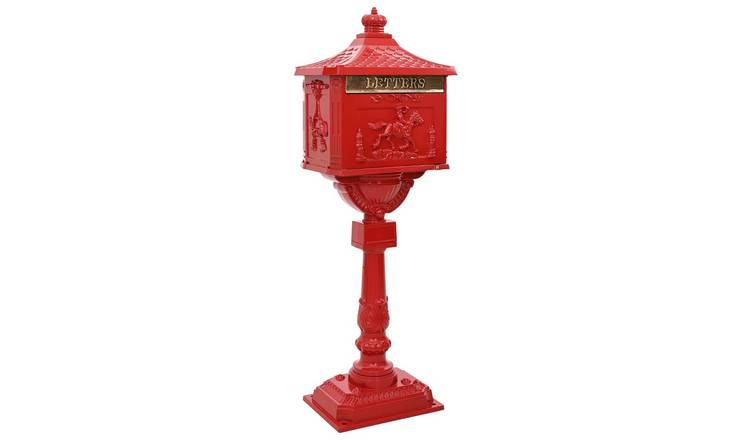 Walplus Standing Mailbox Cast Aluminum - Red - 42.5 x 29.5 x 117 cm