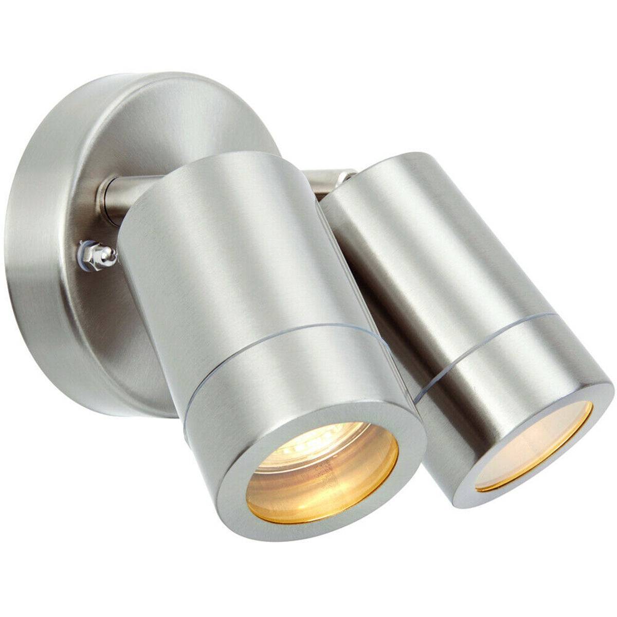 Loops Direct Palin Stainless Steel Adjustable Outdoor Spotlight - Brushed Steel - Image 1